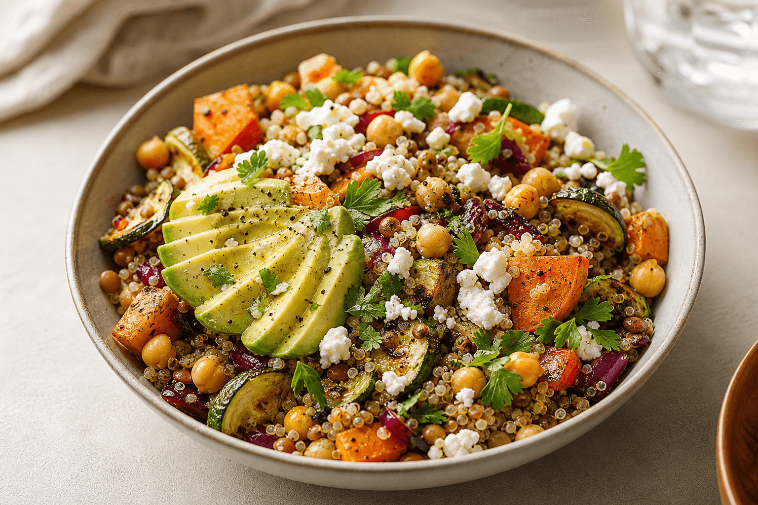 Quinoa Lentil Chickpea Salad
