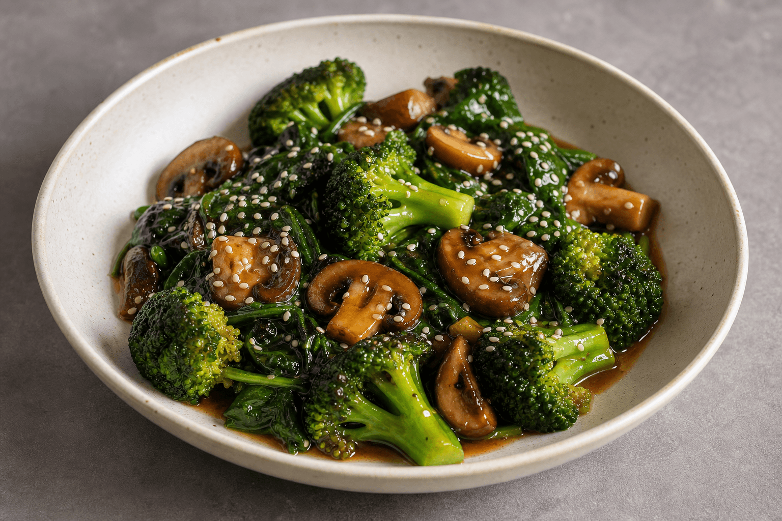 Teriyaki Broccoli Spinach Mushroom Stir Fry